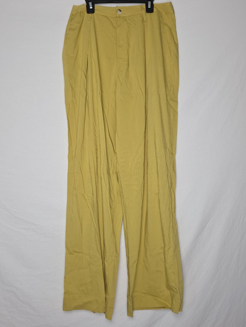Jacquie The Label Yellow Wide Leg Pants Sz L Rayon Blend High Waist Pleated